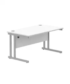 White Desk with Cantilever Legs