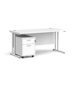 White Desk with white Cantilever Legs | 140cm X 80cm